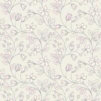 Light pastel seamless pattern with creative wild plants. hand drawn. Abstract artistic branches with tiny ditsy flowers and leaves, buds printing. Template for design, fabric, fashion, textile vector