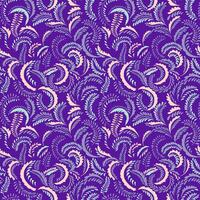 Creative branches in tiny shapes dots, drops, spots seamless pattern. hand drawing sketch. Violet background with abstract textured twisted stems. Simple monogram printing. Template for design vector