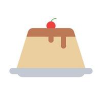 Pudding with cherry on top icon. vector