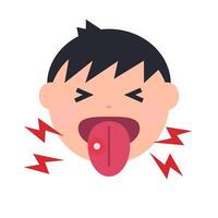 Boy with canker sore. vector