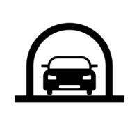 Tunnel and car silhouette icon. vector