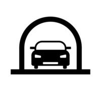 Tunnel and car silhouette icon. vector