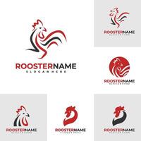 Set of Rooster logo template, Creative Rooster head logo design concepts vector