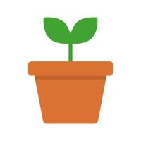 Flat design plant pot icon. vector
