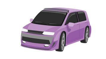 Object of traveler car purple color. Mini car or illustration. Isolated white background. vector