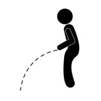 Peeing man silhouette icon. Standing pee. vector