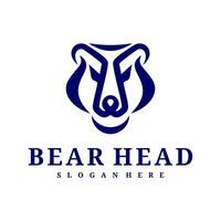 Bear logo template, Creative Bear head logo design concepts vector