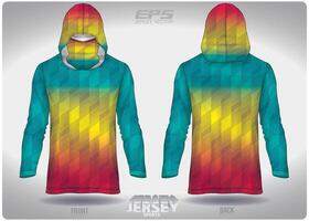 EPS jersey sports shirt .red yellow green dimensional louvre pattern design, illustration, textile background for sports long sleeve hoodie vector