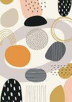 Abstract hand drawn Scandi style abstract wall art design vector