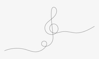 Classic Music, romantic moment. Treble clef one line drawning. Continuous Music note icon. Thin line of treble clef. illustration vector