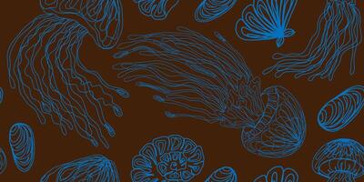 jellyfishs on brown background vector