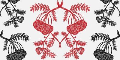 a pattern with red and black leaves vector