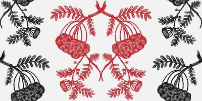 a pattern with red and black leaves vector