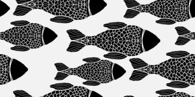 a black and white fish pattern with a white background vector