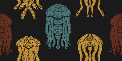 jellyfish fabric pattern vector