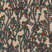 a pattern with flowers and leaves on a beige background vector