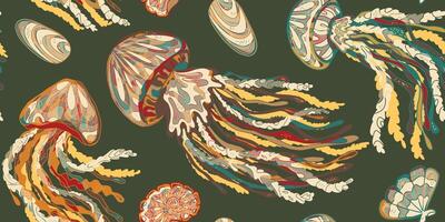 jellyfish green fabric vector