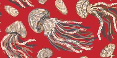 Wavy Jellyfish Sea Animals vector