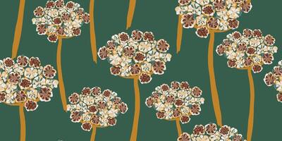 a pattern with flowers on green and brown vector