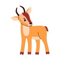 Cute baby antelope illustration image. Use it for happy birthday invitation cards, children's book covers, banner, poster. Flat illustration. vector