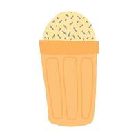 Digital illustration of a vanilla ice cream cone with sprinkles on a white background, simple and fun. vector