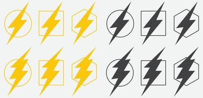 Set of lightning electric power vector