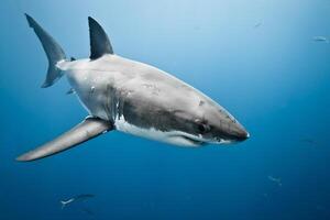 great white shark dangerous attacking risk concept, underwater creature photo