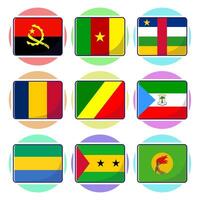 South african countries flags. Flat rectangle element design, travel symbols, landmark symbols, geography and map flags emblem. vector