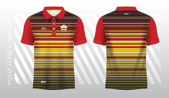 rojo y amarillo resumen antecedentes para polo jersey deporte. deporte uniforme en frente y espalda vista. burlarse de arriba para deporte club. vector