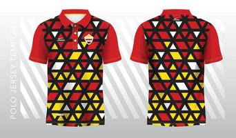 rojo y amarillo resumen antecedentes para polo jersey deporte. deporte uniforme en frente y espalda vista. burlarse de arriba para deporte club. vector