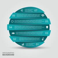 resumen infografía. modelo para diagrama, grafico, presentación y redondo cuadro. negocio concepto con 7 7 opciones, partes, pasos o procesos vector