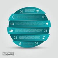 resumen infografía. modelo para diagrama, grafico, presentación y redondo cuadro. negocio concepto con 6 6 opciones, partes, pasos o procesos vector