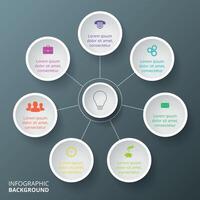 Circle elements for infographic. Template for cycling diagram, graph, presentation and round chart. Business concept with 7 options, parts, steps or processes. vector