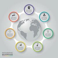 Circle elements for infographic. Template for cycling diagram, graph, presentation. Business concept with 7 options, parts, steps or processes. vector