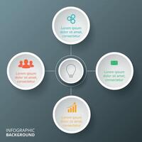 circulo elementos para infografía. modelo para ciclismo diagrama, grafico, presentación y redondo cuadro. negocio concepto con 4 4 opciones, partes, pasos o procesos. vector