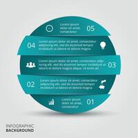 resumen infografía. modelo para diagrama, grafico, presentación y redondo cuadro. negocio concepto con 5 5 opciones, partes, pasos o procesos vector