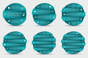 infografía elementos colocar. modelo para diagrama, grafico, presentación y cuadro. negocio concepto con 3, 4, 5, 6, 7, 8 opciones, partes, pasos o procesos. vector