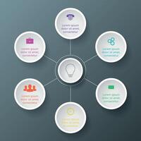 Circle elements for infographic. Template for cycling diagram, graph, presentation and round chart. Business concept with 6 options, parts, steps or processes. vector