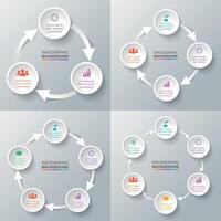 Circle elements for infographic. Template for cycling diagram, graph, presentation and round chart. Business concept with 3, 4, 5, 6 options, parts, steps or processes. vector