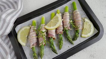 Asparagus with ham before baking video