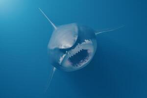 great white shark dangerous attacking risk concept, underwater creature photo