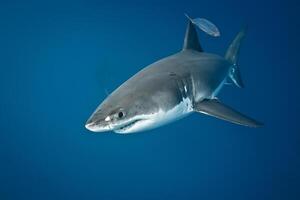 great white shark dangerous attacking risk concept, underwater creature photo