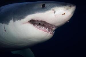 great white shark dangerous attacking risk concept, underwater creature photo