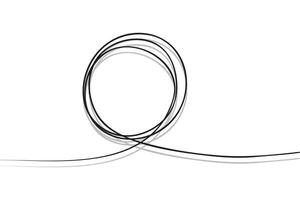 Objeto de círculo de boceto de garabato dibujado a mano caótico con inicio y final aislado sobre fondo blanco vector