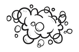 hand drawn Bath foam soap with bubbles isolated. shampoo and soap foam lather doodle style vector