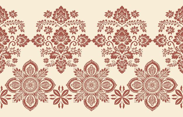 Abstract Traditional Scribble Style Hand Drawn Ikat Seamless Pattern Trendy Fashion Colors Perfect for Allover Fabric Print or Wall Paper Damask Ethnic Concept Bright Orange White Tones