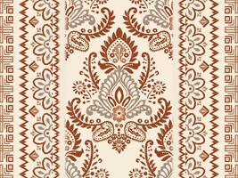 resumen tradicional Escribiendo estilo mano dibujado ikat sin costura modelo de moda Moda colores Perfecto para por todas partes tela impresión o pared papel damasco étnico concepto brillante naranja blanco tonos vector