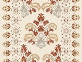 resumen tradicional Escribiendo estilo mano dibujado ikat sin costura modelo de moda Moda colores Perfecto para por todas partes tela impresión o pared papel damasco étnico concepto brillante naranja blanco tonos vector