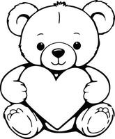 teddy bear holding a heart vector