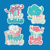 Pastel birthday gifts cute collection vector